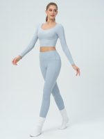 Light Blue High Waisted Leggings 25" - Image 4