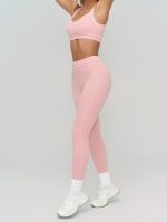 Pink High-Waist Contrast-Line Leggings 26" - Image 4