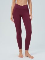 Burgundy Cross-Waist Leggings 28"
