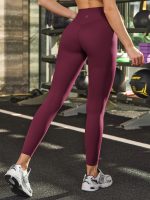 Burgundy Cross-Waist Leggings 28" - Image 7