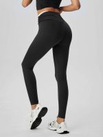 Black Contrast High Waisted Leggings 24" - Image 3