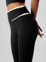 Black Contrast High Waisted Leggings 24" - Image 2