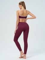 Burgundy Cross-Waist Leggings 28" - Image 5