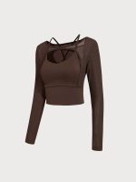 Coffee Cut Out Long Sleeve Top--Light Support - Image 7