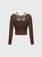 Coffee Cut Out Long Sleeve Top--Light Support - Image 8