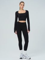 Black Twisted Back Cutout Long Sleeve Top - Image 3