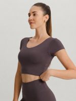 Purple Cross Mesh Back Short Sleeve Top-Light Support - Image 3