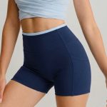 Navy High-Waist Pocket Biker Shorts 3"