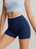 Navy High-Waist Pocket Biker Shorts 3"