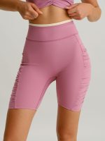 Pink Ruched Fitness Shorts 6"