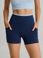 Navy High-Waist Pocket Biker Shorts 3" - Image 4