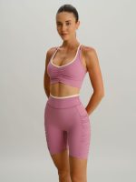Pink Ruched Fitness Shorts 6" - Image 3
