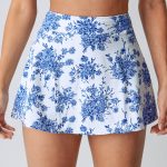 Blue Floral A-Line Tennis Skirt