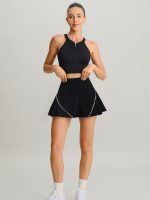 Black Contrast A-Line Sports Skirt - Image 3