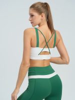 Green Contrast Strap Sports Bra - Image 2