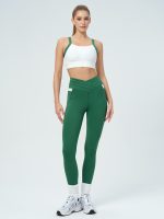 Green Contrast Strap Sports Bra - Image 5