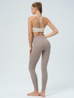 Cream Geometric Back Sports Bra - Light Support - Image 4