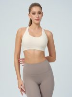 Cream Geometric Back Sports Bra - Light Support - Image 2