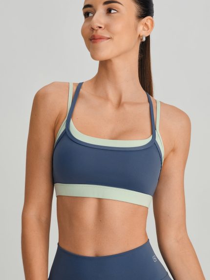 Blue Contrast Bralette Sports Bra