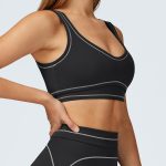Black Contrast-Trim Sports Bra