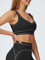 Black Contrast-Trim Sports Bra