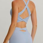 Light Blue Twist X-Cross Sports Bra - Light Support