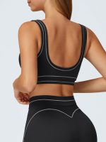 Black Contrast-Trim Sports Bra - Image 2