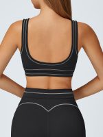 Black Contrast-Trim Sports Bra - Image 3