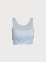 Light Blue Mesh Cross-Front Tank Top - Light Support - Image 11