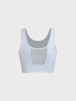 Light Blue Mesh Cross-Front Tank Top - Light Support - Image 13