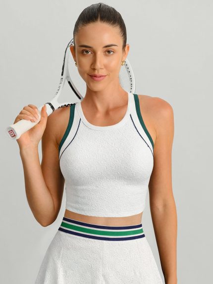 Textured Contrast Trim Sports Tank