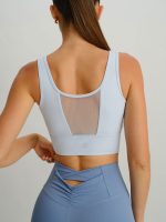 Light Blue Mesh Cross-Front Tank Top - Light Support - Image 2