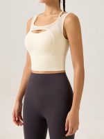 Cream Cutout Mesh Tank Top - Image 3