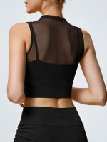 Black Mesh Sleeveless Tank Top - Light Support - Image 2