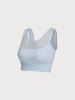 Light Blue Mesh Cross-Front Tank Top - Light Support - Image 12