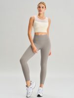 Beige Mesh Cross-Front Tank Top - Light Support - Image 3