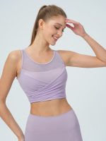 Light Purple Mesh Cross-Front Tank Top - Light Support - Image 6