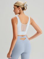 Light Blue Mesh Cross-Front Tank Top - Light Support - Image 6