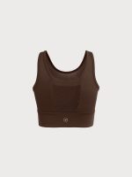 Coffee Mesh Cross-Front Tank Top - Light Support - Image 9