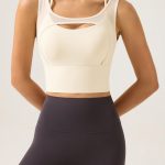 Cream Cutout Mesh Tank Top