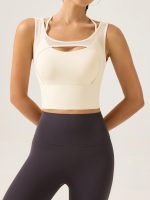 Cream Cutout Mesh Tank Top