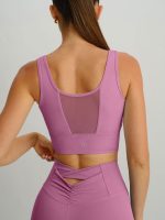 Pink Mesh Cross-Front Tank Top - Light Support - Image 2