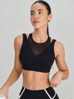 Black Mesh Panel Crisscross Back Tank Top - Image 5