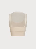 Cream Mesh Panel Mock Neck Tank Top - Image 11