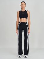 Black Mesh Panel Crisscross Back Tank Top - Image 7