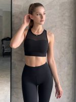 Black Mesh Cutout Racerback Yoga Tank Top - Image 5
