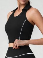 Black Collar I-back Tank Top - Light Support - Image 3