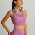 Pink Mesh Cross-Front Tank Top - Light Support