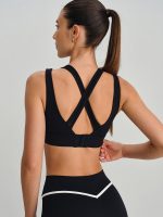 Black Mesh Panel Crisscross Back Tank Top - Image 6