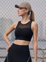 Black Mesh Cutout Racerback Yoga Tank Top - Image 4